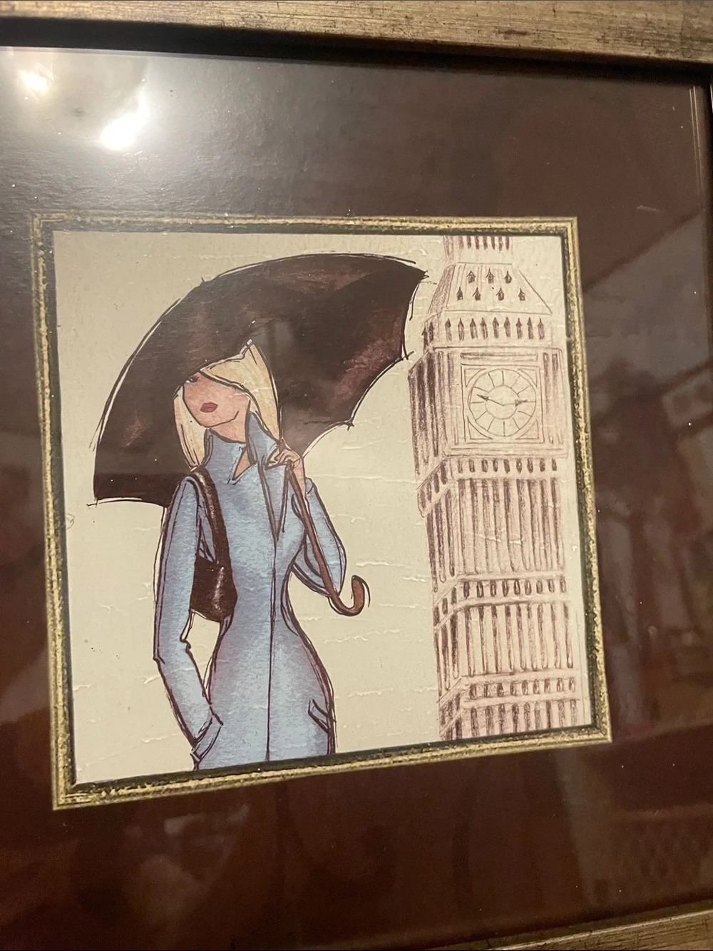 Andrea Laliberte 15X15   Classic Gold Wood Frame London In Pink